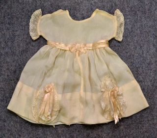 antique silk lace doll dress off white 1940s