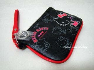  Kitty PU Phone  Cosmetic Pouch Bag w Zipper Hand Strap Charm