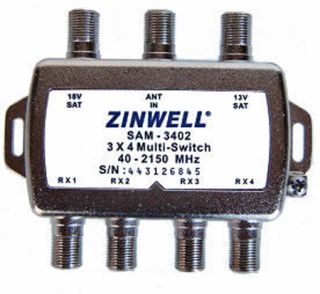  DirecTV Zinwell 3X4 Multi Switch Multiswitch Dish Direct TV FTA