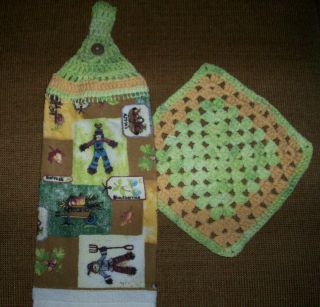  Scare Crow Hanging Towel or Granny Square Dishcloth Mix Match