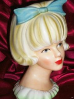 Lovely Large Inarco Doris Day Lady Head Vase Bust RARE Bow Doll