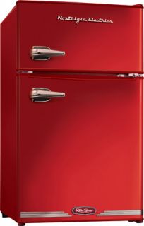 Mini Fridge Freezer Retro Red Refrigerator Compact Small Office Dorm