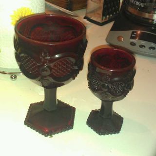 Vintage Avon Cape Cod Crystal Ruby Red Wine Glasses