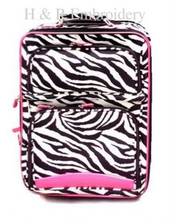 Pink Zebra Luggage Small Rolling Suitcase Personalized