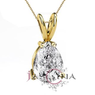  Diamond 14k Yellow Gold Solitaire Pendant Necklace 18  Chain