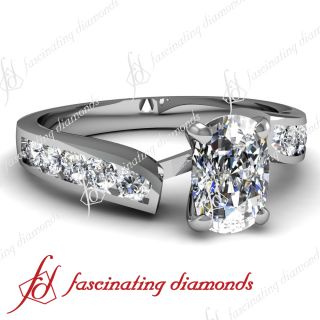  Engagement Ring Channel Set W 0.70 Ct Cushion Cut VVS2 Diamond GIA