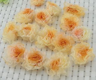 15pcs Organza Ribbon Carnation Flower Appliques Craft Wedding