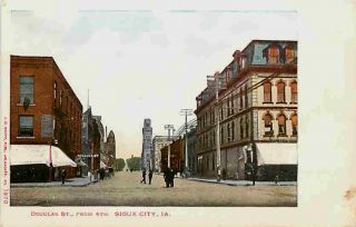 Sioux City Iowa IA 1906 Town Douglas Street East from 4th St Vintage