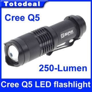 Sipik SK68 CREE Q5 250 Lumen Convex Lens LED Flashlight with
