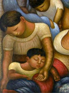 Diego Rivera Mother and Child Oil Painting Repro 36X48