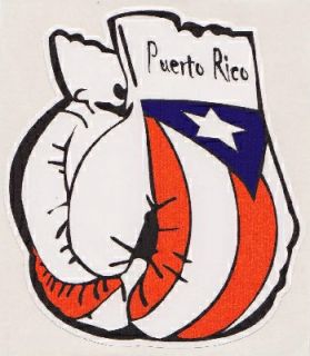 Puerto Rico Flag Boxing Gloves Car Sticker 5 x 4 1 2