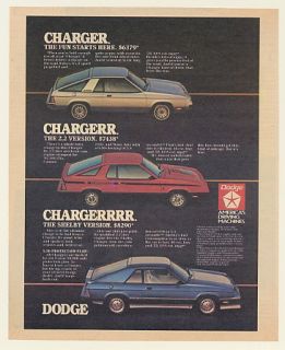 1983 Dodge Charger 2 2 Version Shelby Version Ad