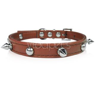 13 16 Brown Leather Spiked Studded Dog Collar Medium