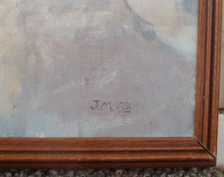 Vintage Framed Original Art King Charles Spaniel Oil Painting, Signed