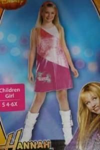 New Disney Hannah Montana Pink Dress with Wig Size 4 6