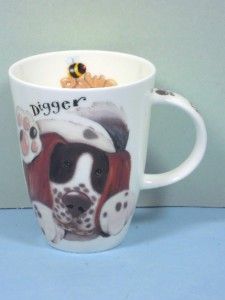 Roy Kirkham Fine Bone China Louise Shape Mug Dogs Paws DOG ENGLAND