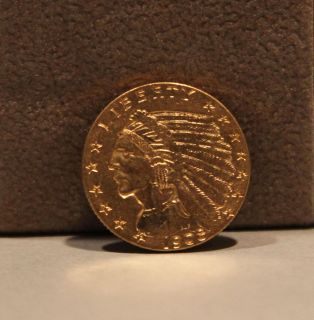 1908 2 1 2 Dollar Indian Chief Gold Piece in very good condition