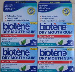 Biotene Dry Mouth Gum Sugar Free Mint 16 Ct Total 64 Pieces Exp Nov