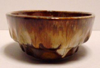 Vintage Dryden Hot Springs Ark Art Pottery Brown Drip Glaze Oval Dish