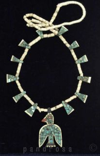 Old Santo Domingo Pueblo turquoise Eagle necklace USA 1930s