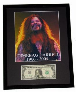 Dimebag Darrell Ed Framed Photo US Dollar Bill