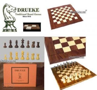 New Classic Drueke 15 Players Walnut Board Pieces Chess Boxed Gift Set