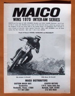 0524 1971 Maico Motorcycles Single Page Ad