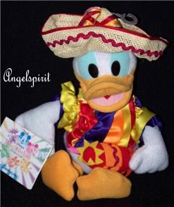 Mexico Mexican Donald Duck 8 Stuffed Plush Bean Bag Toy Paris Disney