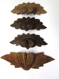   Antique Carved Wood Pediments Drawer Door Pulls Rustic Shabby Decor