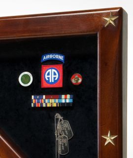 Flag Display Case For Memorial Flag and Medals. Solid Mahogany With
