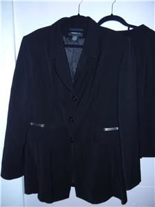 Donizetti Womens Black Suit Blazer Skirt Set Long Jacket Outfit Size