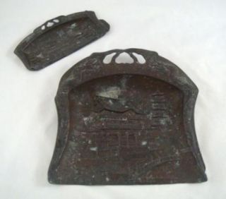 Antique Vintage Crumb Catcher Butler Dustpan Two Piece Set Japanese