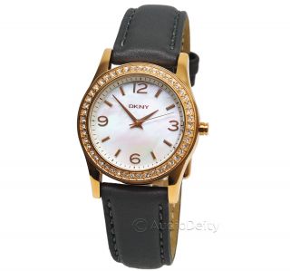 DKNY Mother of Pearl Dial Ladies Watch, Rose Gold Tone w/ Stones