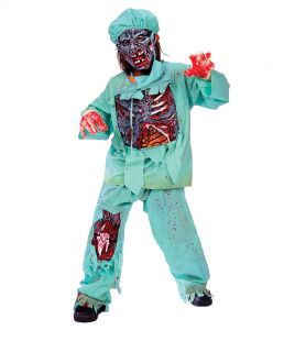 Boys Halloween Deluxe Zombie Doctor Scrubs Fancy Dress Costume Age 4 6