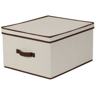 New Household Essentials Jumbo Storage Box Natural Canvas with Brown