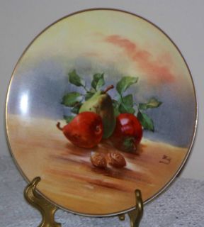 Antique LRL Limoges France 91 4 Vintage Hand Painted Fruit Nuts Plate
