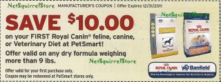 20) Royal Canin  Coupons Food Cat / Dog $10 OFF