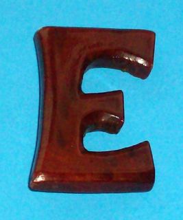  Dark Brown Laquered Letter E Initial Monogram Brooch Pin