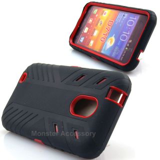 Black Red Dual Shield Double Layer Case for US Cellular Samsung Galaxy