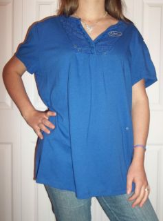 Womens Plus Size Just My Size Royal Blue Short Sleeve Shirts Size 2X
