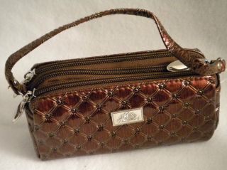 ONE New Swinton Quilted Padded Three Zipper Compartment Mini Bag Purse
