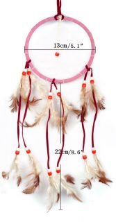New Large Handmade Dreamcatcher Dark Brown Beige Red White with Beads