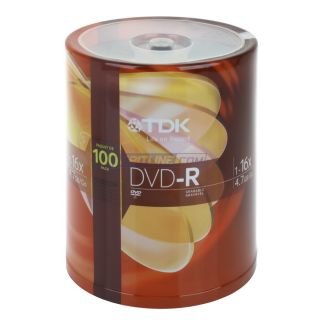 100 TDK DVD R 16X Branded Blank DVDR Media Discs (48520) 4.7GB