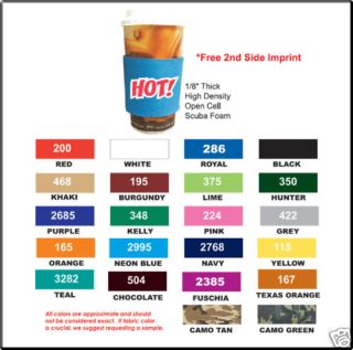 100 Custom Coffee Sleeves Koozie Drink Screen Printed