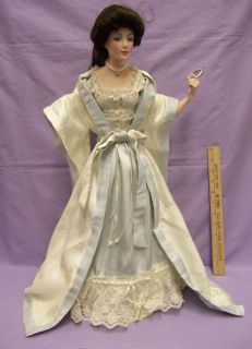 RARE Franklin Mint Gibson Girl Boudoir Porcelain Doll w Stand Broken