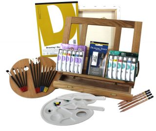 Painting Drawing and Sketching Desk Easel Art Set 44pc Super Starter