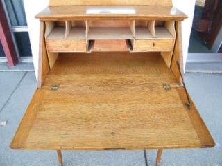 Circa 1895 Ladies Drop Front Quartered Sawn Oak Desk w/ Drawer