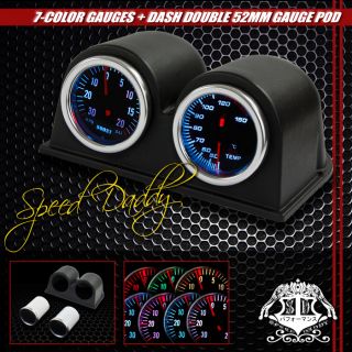SMOKE TINTED LED TURBO BOOST OIL TEMPERATURE 7 COLOR GAUGE GAUGES ON
