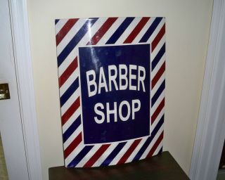 Vintage Metal Porcelain Barber Shop Sign Excellent 1950S