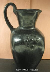 Dona Rosa Black Vase Pitcher Pottery 8 1 2 x 5 Signed Oaxaca